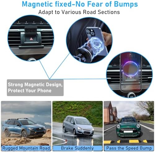 Toyota Tundra & 2 nd Gen Sequoia Magnetic Phone Holder for Air Vent (2007-2013) – Anti-Shake 360° Rotation Dashboard Stand – Premium Black Automotive Accessory for Safe Hands-Free Navigation and Streaming