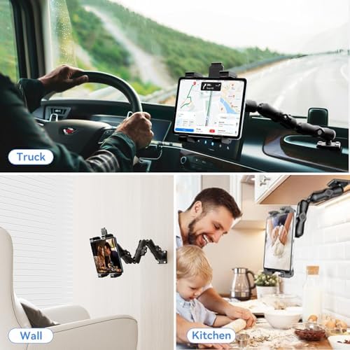 OHLPRO Heavy-Duty Adjustable Tablet Car Mount for i Pad, i Pad Mini & Samsung Galaxy – Ultimate Versatile Holder for 7″-11.5″ Tablets – Secure Dash, Wall, or Desk Installation for Hands-Free Navigation & Productivity Enhancement