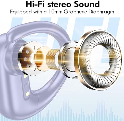 Kurdene Wireless Sport Earbuds – Ultra-Comfortable Bluetooth Headphones with 60 Hours Playtime, Immersive Deep Bass Sound, and Secure Over-Ear Fit for Active Use – Perfect for Running, Workouts, and Business Calls – Lightweight, Sweat-Resistant Design in Sleek Black Finish