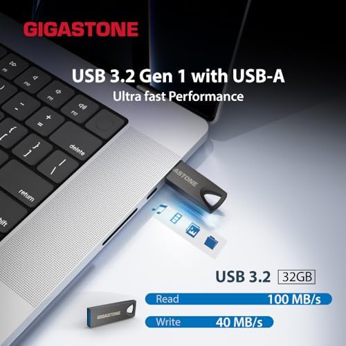 GIGASTONE 64 GB Ultra-Fast Nano Flash Drive Z90 – Compact USB 3.2 Gen 1 Storage Solution with 120 MB/s Speed, Lightweight Metal Design for PC/Mac/TV/Car Compatibility, Perfect for Reliable Data Backup and Quick File Transfers