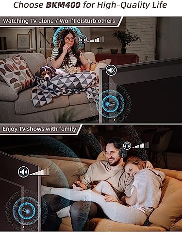 Transform Your Viewing Experience with Holdsound BKM400 Wireless TV Headphones – Exceptional 165 FT Range, Effortless Plug & Play USB Setup, and 20-Hour Battery Life for Ultimate Audio Freedom and Clarity