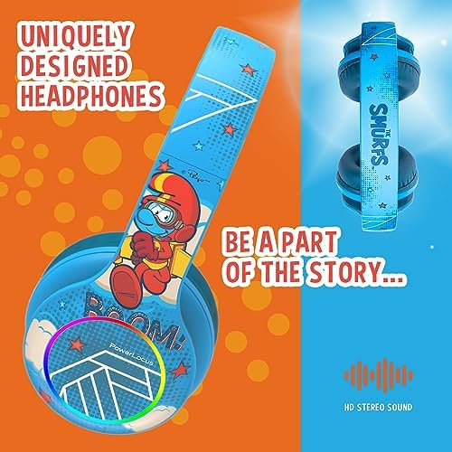 Vibrant Power Locus PLED Kids Bluetooth Headphones – Safe Volume Control (74/85/94 d B), Fun LED Lights, Hi-Fi Sound, Built-in Microphone & Multi-Connectivity for Travel, Learning & Play – Perfect Over-Ear Design for Children