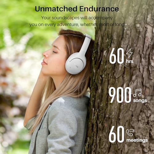 TOZO HT2 Wireless Over-Ear Headphones with Superior Active Noise Cancellation – Immerse in 60-Hour Playtime, Personalized Hi-Res Audio with Custom EQ, and Rich Deep Bass – Luxurious Khaki Design for Home, Office, and Travel Enthusiasts Seeking Unmatched Comfort and Sound Quality