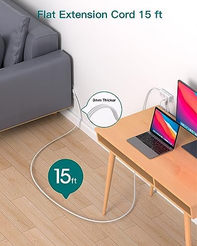 Addtam Ultra Flat Power Strip for Cruise & Travel – 5 ft Extension Cord with 6 Outlets, Compact Design for Dorms & Home Offices – No Surge Protection, Ideal for On-the-Go Charging – Lightweight & Space-Saving Solution