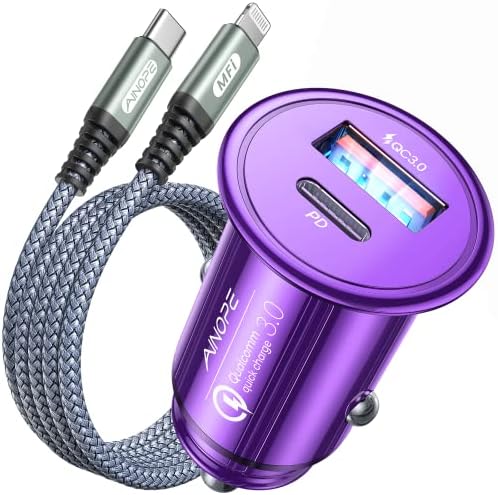 Upgrade Your Driving Experience with AINOPE 67.5 W Fast Charging Car Charger for i Phone 14/13/12 – Apple MFi Certified Dual USB-C Adapter for Rapid Device Power, Compact & Durable Design, Ideal for Road Trips and Daily Commutes