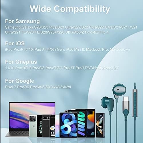 USB C Earbuds for i Phone 16 Pro Max & Android Devices – Premium Hi-Fi Stereo Noise-Canceling Headphones with Built-in Mic for Samsung Galaxy & Google Pixel – Ultimate Comfort & Connectivity for Audiophiles & Casual Listeners