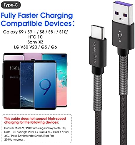 Cyven Premium 3 ft USB Type C Cable Duo Pack – Fast Charge & Data Transfer Cord, Durable TPE Construction, Compatible with Samsung Galaxy A Series, LG V Series, and More – Stylish Pink Design for Enhanced Performance and Versatility