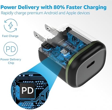 AT&T 40 W USB-C Fast Charging Wall Adapter – Ultimate Travel Companion with Foldable Prongs for i Phone, i Pad, Samsung Galaxy, Google Pixel & More – Universal Compatibility for Rapid Power Delivery Anytime, Anywhere