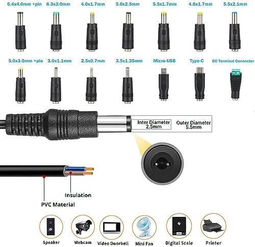 Versatile 120 W Universal AC to DC Power Adapter – Adjustable 3 V to 12 V, 10 A Output with 14 Interchangeable Tips & Polarity Converter for Seamless Compatibility with LED Strip Lights, Printers, CCTV Cameras, and More – Ultimate Efficiency and Durability Ensured