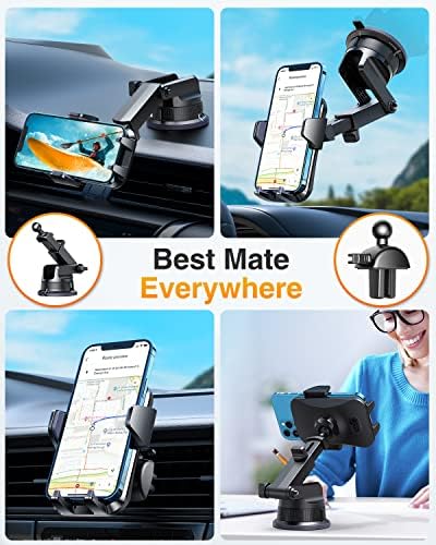 VANMASS 2024 Enhanced Universal Phone Holder – Super Suction Cup Mount for Car Dashboard, Window & Vent – Securely Fits i Phone 15 Pro Max, 14, 13 & More – Hands-Free Vehicle Cradle with 360-Degree Rotation – Sleek Blue Design for Ultimate Convenience and Safety