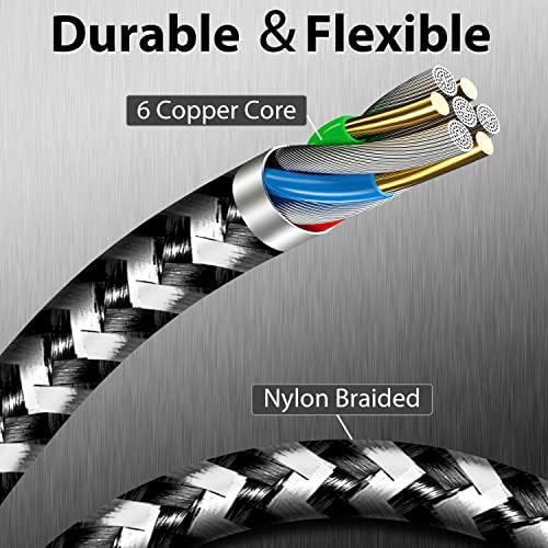 Premium 5-Pack i Phone Charger Set: MFi Certified Nylon Braided Fast Charging Cables (3 FT, 6 FT, 10 FT) for i Phone 14/13/12/11/X/Max/8/7/6/5/SE/i Pad – Unmatched Durability & Versatile Lengths for Every Lifestyle