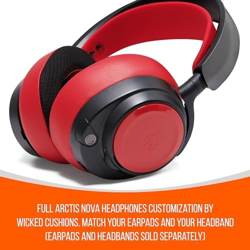 Revamp Your Sound with Wicked Cushions Red Speaker Plates for Arctis Nova Headsets | Ultimate Compatibility for Pro Wireless, Pro Wired, Nova 7, 7 X, and 7 P Models | Enhance Style and Audio Quality Seamlessly | Experience Unmatched Comfort and Effortless Installation | Upgrade to Superior Performance Today