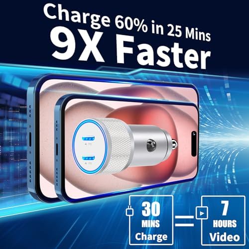 BARMASO 72 W Dual PD Power USB-C Car Charger 2-Pack – MFi Certified Fast Charging Solution for i Phone 16/16 Pro/16 Pro Max & Galaxy S24/S23 – Ultimate Compatibility & Safety Features for On-the-Go Power