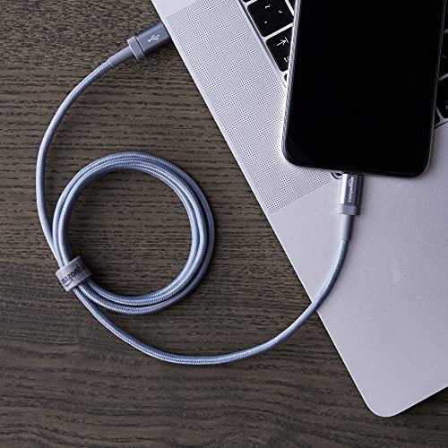 Amazon Basics 6-Foot Nylon Braided USB-C to Lightning Charger Cable – Fast Charging Power for i Phone 14/13/12/11/X/XS Pro/Pro Max/Plus – MFi Certified Durability in Dark Gray – Optimal Performance for Apple Devices on the Go