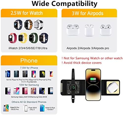 Revolutionize Your Charging Experience with the Mag-Safe 3 in 1 Wireless Charging Hub – Portable Foldable Design, 15 W Fast Charging for i Phone 15/14/13/12, Apple Watch & Air Pods, Includes 25 W Adapter for Unmatched Performance and Enhanced Compatibility