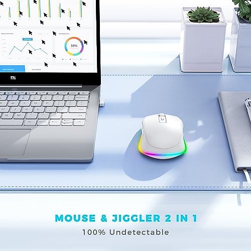 PEIOUS Rechargeable Wireless Mouse with LED – Innovative Jiggler Technology to Keep Your Computer Awake – Sleek Black Design for Optimal Comfort and Productivity