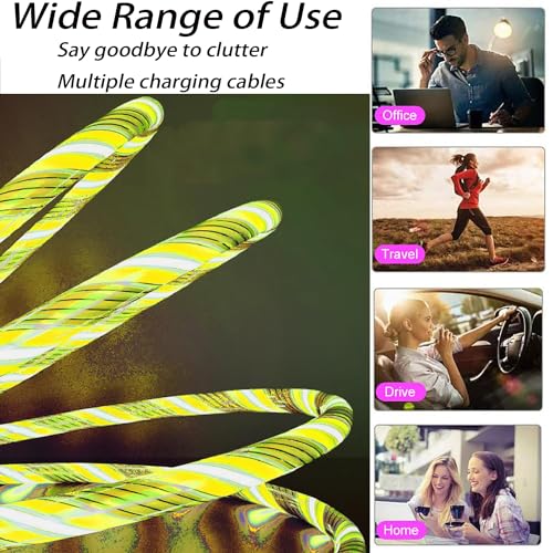 TISTIPPL 3-in-1 Illuminated Charging Cable – Fast Charge with Multi-LED Indicator, Universal Compatibility for Smartphones & Tablets, Durable & Portable Design Perfect for Travel and Daily Use