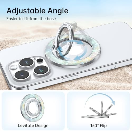 Syncwire Glamorous Magnetic Phone Grip for Mag Safe – Chic Black Diamond Ring Holder & Versatile Rotatable Kickstand – Perfectly Compatible with i Phone 15 Pro Max, 14, 13, 12 & All Android Devices – Secure, Stylish, and Multifunctional Phone Accessory