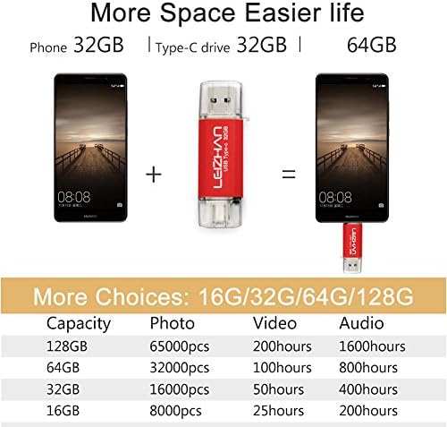 Leizhan 256 GB 2-in-1 USB 3.0 & Type-C Flash Drive – High-Speed Data Transfer & Versatile Storage Solution for Laptops and Smartphones – Compact Durable Design for On-the-Go Convenience