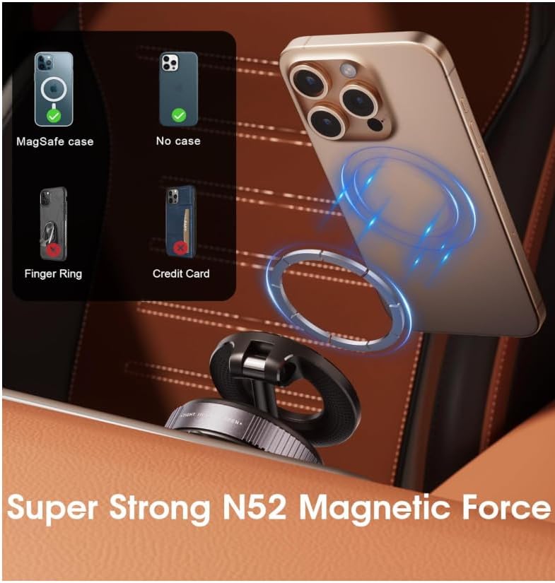 Revolutionize Your On-the-Go Experience with the 2026 Premium 360° Magnetic Phone Mount – Ultra-Strong 96 LBS Suction Cup for Secure Mag Safe Compatibility and Effortless Hands-Free Access in Cars, Gyms, and Beyond – Perfect for i Phone & Android Devices