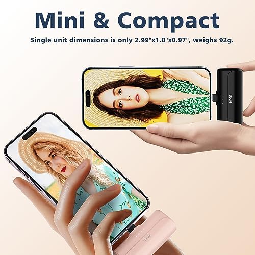Compact 5000 m Ah Portable Phone Charger for i Phone – 2-Pack MFi Certified Power Bank with Built-in Cable for Rapid Charging – Lightweight, Travel-Ready External Battery for i Phone 14/13/12/11/XR/X/SE/8/7/6 Pro Max – Ultimate Convenience and Dependability