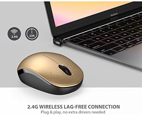 Light Blue Wireless Mouse – Ultra-Quiet 2.4 GHz Noiseless Computer Mouse with USB Receiver for Seamless Windows Experience – Portable, Ergonomic Design for Home, Office, or Travel
