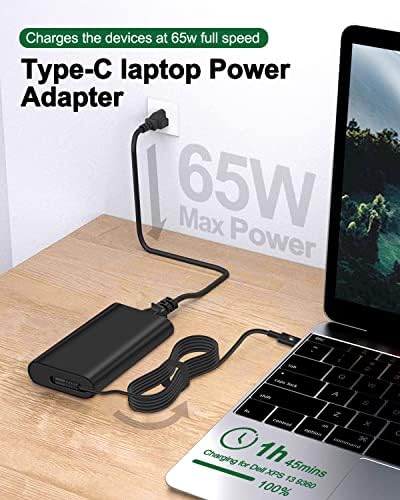 High-Performance 65 W USB-C Laptop Charger for Dell – Universal Compatibility with Latitude, XPS, and Chromebook Models – Fast Charging Power Adapter with Advanced Safety Features – Ideal Replacement for Dell P/N 689 C4, 492-BBUU, and More – Durable Design with Smart Chip Technology for Overload Protection and Efficient Cooling – Perfect for On-the-Go Professionals and Students