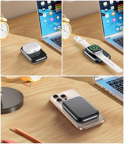 Revolutionize Your Charging Routine with the 10,000 m Ah Magnetic Wireless Power Bank – Fast Charging Battery Pack for i Phone 16/15/14/13/12 Series, Apple Watch, and Air Pods – Ultimate Travel Essential with Dual USB-C Ports and Effortless Magnetic Alignment for On-the-Go Power Solutions