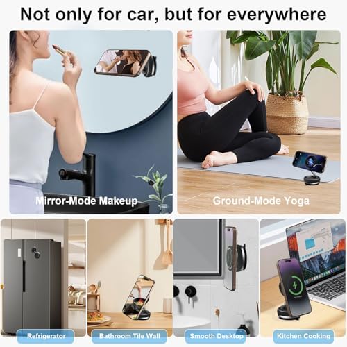 2025 Premium Vacuum Magnetic Phone Holder – 360° Rotatable Car Mount with 89 LB Suction Cup for i Phone & Android, Ideal for Gym and Mirror Use, Sleek Black Design with Superior Magnetic Strength and Universal Compatibility