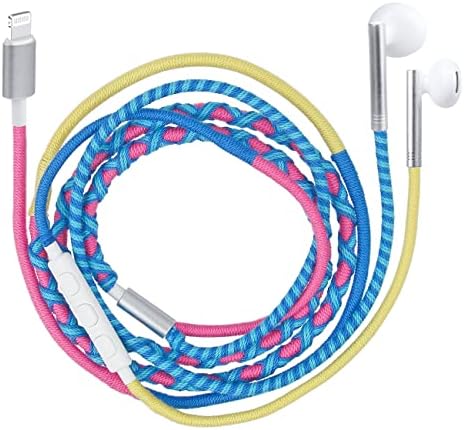 URIZONS Vibrant Nylon Braided Wired Earbuds – Tangle-Free In-Ear Headphones Compatible with i Phone 7, 8, 11-14 – Enhanced Sound Clarity and Comfort for Ultimate Audio Experience