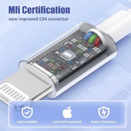 Premium 4 Pack USB C to Lightning Charging Cables – 6 FT Fast Charging Cord for i Phone 14 & Earlier Models – Durable, High-Performance Replacement for Apple Charger – Enhanced Compatibility for Quick Charge Needs – Perfect for Home, Office, and Travel Use