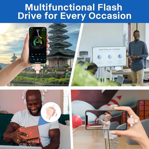 Revolutionize Your Data Storage with the LANSLSY 128 GB 4-in-1 Flash Drive – Effortless Compatibility for i Phone, i Pad, Android, PC, and Mac – No App Required for Instant Access! Enjoy Enhanced Transfer Speeds and 4 Versatile Ports: Lightning, USB Type-A, USB Type-C, and Micro USB. Perfect for Storing Photos, Videos, and Documents with Ease – Ideal for Students, Professionals, and Photographers on the Go! Compact and Stylish Pink Design Makes It a Must-Have Accessory for Your Tech Gear. Say Goodbye to Data Management Hassles and Keep Your Files Securely Accessible Anytime, Anywhere!