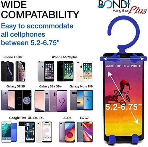 Ultimate Bondi Plus Flex Adjustable Phone Holder & Stand – Flexible Silicone Mount for Cars, Bikes & Desks – Compatible with Large Smartphones up to 6.75″ – Perfect for i Phone Xs, XR, 11, SE & Samsung Galaxy S10, S20 – Convenient Hands-Free Navigation & Streaming – Durable, Lightweight Design in Blue