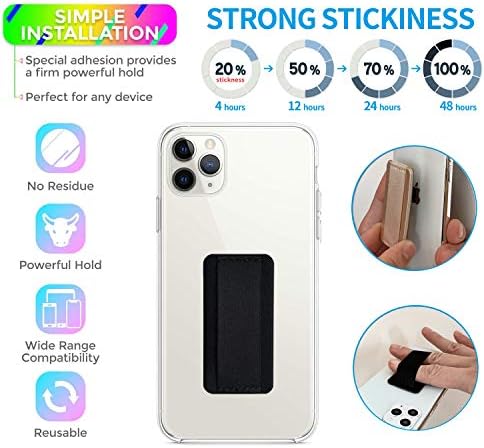 Universal Ergonomic Phone Grip Holder for One-Handed Control – Wireless Charging Compatible Finger Strap – 3-Pack of Durable Smartphone Accessories in Stylish Black – Perfect for Active Lifestyles & Effortless Multitasking