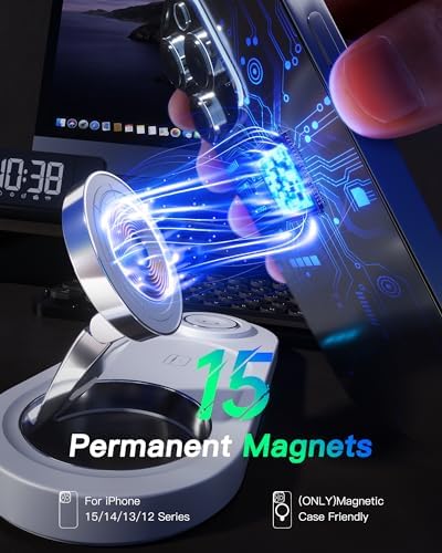 Effortless Power: Enhanced 3-in-1 Magnetic Charging Station for Apple Devices – Fast Wireless Charger for i Phone 16/15/14/13/12, Air Pods Pro & Apple Watch Series in Elegant White – Ultimate Compatibility & Streamlined Charging Experience