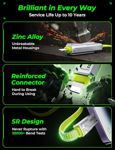 SHEZI 4-in-1 USB C Charging Cable | 240 W Fast Charging Solution for i Phone 16/15 & More | 5 FT Durable Flat Silicone Cord with Lightning, USB-C, USB-A Connectors | Versatile Multi-Device Charger for Home, Office & Travel | Enhanced Compatibility & Speed