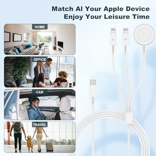 Revolutionary 2-in-1 USB C Charger for i Phone and Apple Watch – 6 ft Magnetic Fast Charge Cable with 20 W Power Adapter – Stylish Blue Design for Optimal Portability and Efficiency