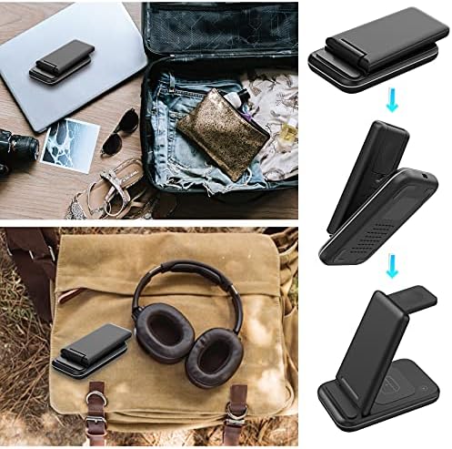 Versatile 3-in-1 Wireless Charging Station with Foldable Design – 15 W Fast Qi Charger Dock for Apple Watch, Air Pods & i Phone/Samsung Devices – Includes 18 W QC3.0 Adapter for Enhanced Speed and Compatibility