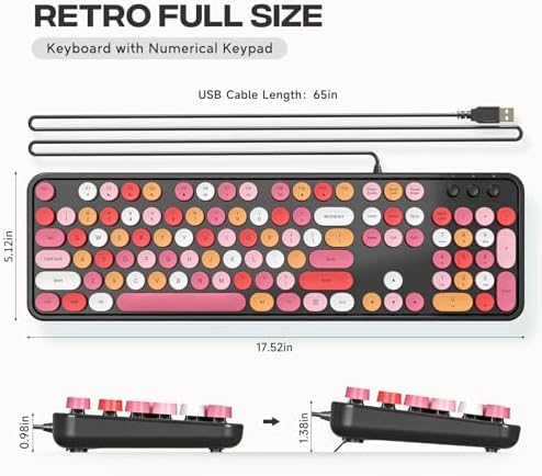 Illuminate Your Workspace with the Large Print Backlit Keyboard – Ergonomic USB Wired Multimedia Keyboard with Rainbow LED Lighting for Enhanced Comfort and Visibility on Windows PCs & Laptops