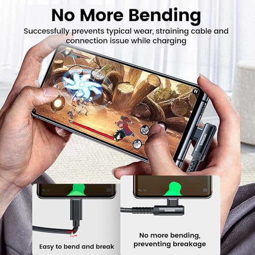 10 ft USB C to USB C Charger Cable (2-Pack) – 60 W Fast Charging Type C Cord with Right Angle Connector for i Phone 16, 15 Pro Max/Plus, Mac Book Air, Samsung S23 Ultra/S22, Note 20 – Superior Durability & Enhanced Ergonomics for Optimal Device Performance