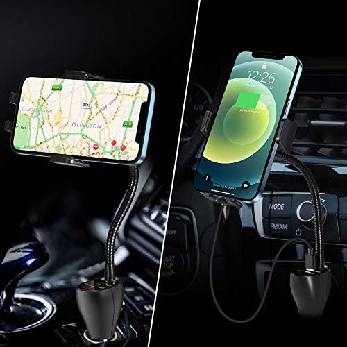 Effortless On-the-Road Charging: 15 W Qi Wireless Car Charger Mount with Auto-Clamping Phone Holder – Dual QC 3.0 Ports for i Phone & Samsung Compatibility – Ideal for Safe, Fast Charging in Any Vehicle