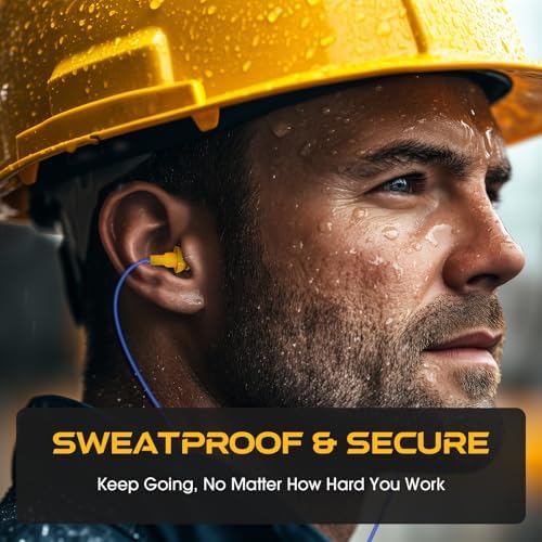 MIPEACE Professional Noise-Canceling Earbuds – Engineered for Comfort and Longevity in Industrial Settings – Sweatproof Design with Effortless Device Pairing and Immersive Acoustic Experience for Construction Workers