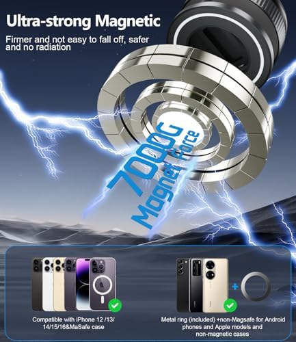 CloudValley Magnetic Car Phone Holder – Vacuum Suction Cup Phone Mount 360° Adjustable, Durable Metal Stand for iPhone & Android, Portable Magnetic Holder for Dashboard/Windshield/Gym Mirror (Silver) – Enhanced Compatibility and Speed