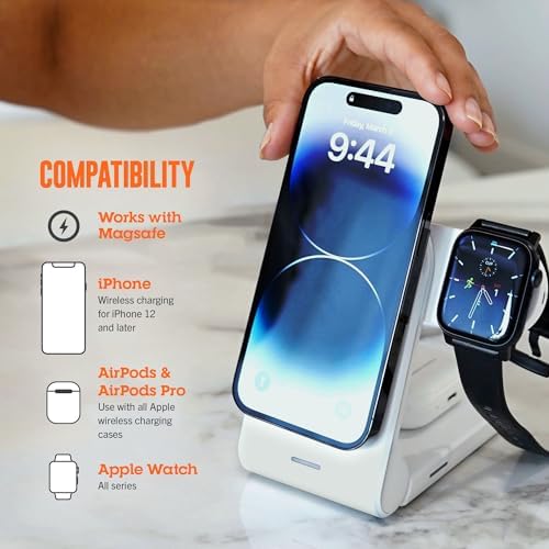 Effortlessly Charge All Your Devices with the STM Charge Tree Swing 3-in-1 Qi-Certified Wireless Charging Station – Fast 15 W Multi-Device Power Hub for i Phone, Samsung, Android, Air Pods & Apple Watch – Sleek Black Design Perfect for Home or Office Use – Streamline Your Charging Routine and Eliminate Clutter while Enjoying Safe, Reliable Power for All Your Essentials.