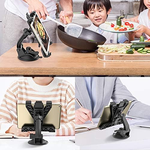 OHLPRO 360° Adjustable Tablet Holder for Car – Versatile Suction Cup Mount for 7″-13″ i Pad and Tablets – Sturdy Arm Clip for Optimal Viewing – Enhanced Compatibility for Windshield & Truck Vent Use – Perfect for Navigation & Entertainment During Road Trips – Durable and Easy to Clean Design