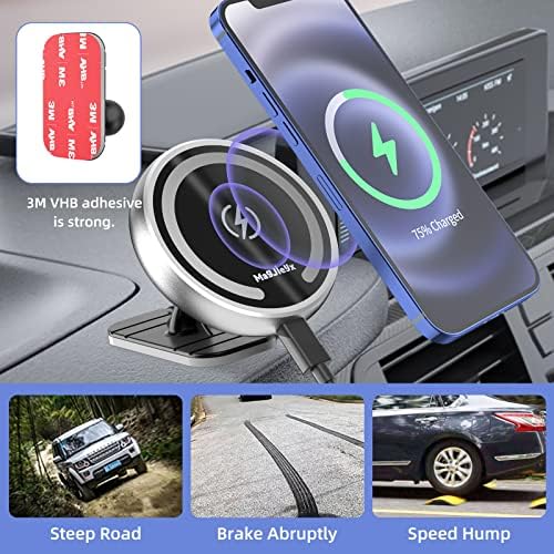 Mag Safe Car Mount Charger for i Phone 12-16 Pro, Pro Max, Plus & Mini – Fast 36 W QC 3.0 Wireless Charging with Strong Magnetic Hold for Dashboard and Vent – Sleek Dark Black Design for Ultimate Device Security and Accessibility on the Road