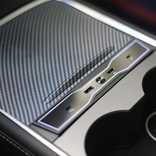 Transform Your Tesla Model 3/Y with the Ultimate USB Hub – Multi-Port Charger with Tricolor LED for 2021-2023 Models – Fast Charging Solution for All Your Devices – Stylish Interior Accessory for Seamless Connectivity
