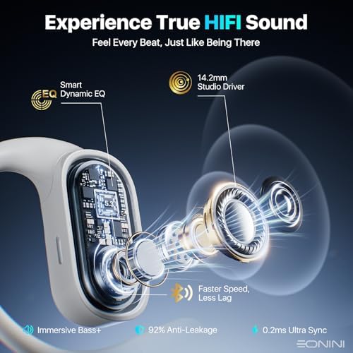 Open Ear Wireless Bluetooth Earbuds – 40 Hours of Playtime, IPX5 Waterproof Sports Headphones with Smart Power Display, Enhanced Call Clarity, Secure Fit for Active Lifestyles, Perfect for Running and Outdoor Activities