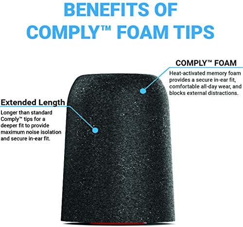 Upgrade Your Shure Earphones with Comply Memory Foam Replacement Ear Tips | Exceptional Noise Isolation & All-Day Comfort | Medium Black (3 Pairs) – Ultimate Fit and Compatibility for Enhanced Audio Experience