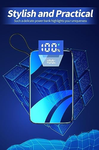 Ultra-Compact 10,000 m Ah Portable Charger with Built-In USB-C Cable – 22.5 W PD Fast Charging Power Bank for i Phone & i Pad – Lightweight Mini Battery Pack for Effortless On-the-Go Charging Solutions